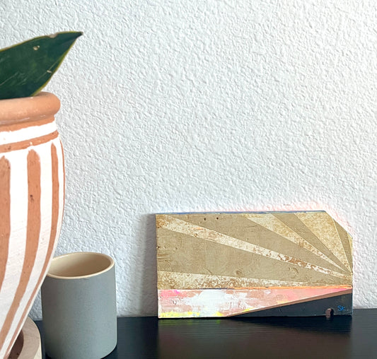 Horizon V - 4 7/8 x 9 1/8" x 1/2" Acrylic on salvaged wood panel