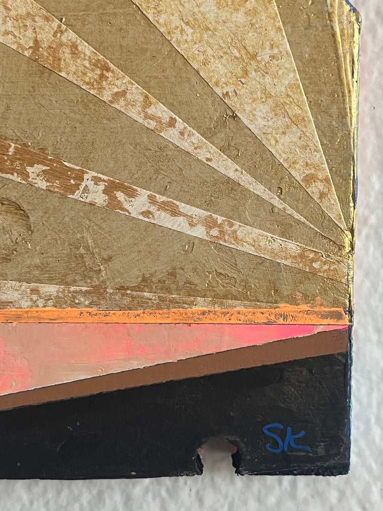 Horizon V - 4 7/8 x 9 1/8" x 1/2" Acrylic on salvaged wood panel