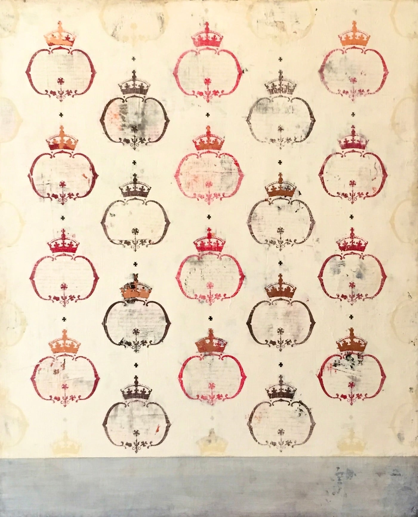 Crowns - 60" x 48" - latex and copper foil on reclaimed plywood