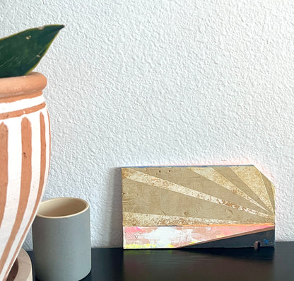 Horizon V -  4 7/8 x 9 1/8" x 1/2"  Acrylic on salvaged wood panel