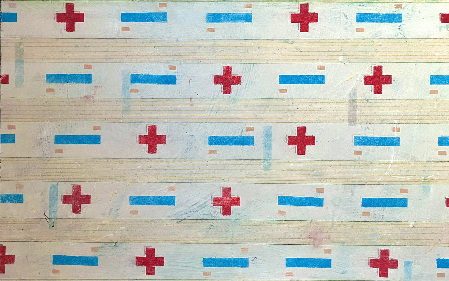To My Rescue -  15" x 24" x 3/4"  Latex and acrylic on salvaged wood panel