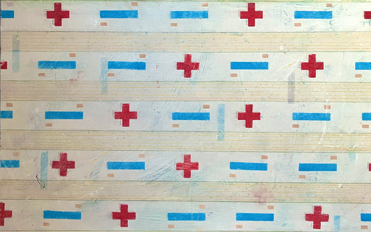 To My Rescue -  15" x 24" x 3/4"  Latex and acrylic on salvaged wood panel