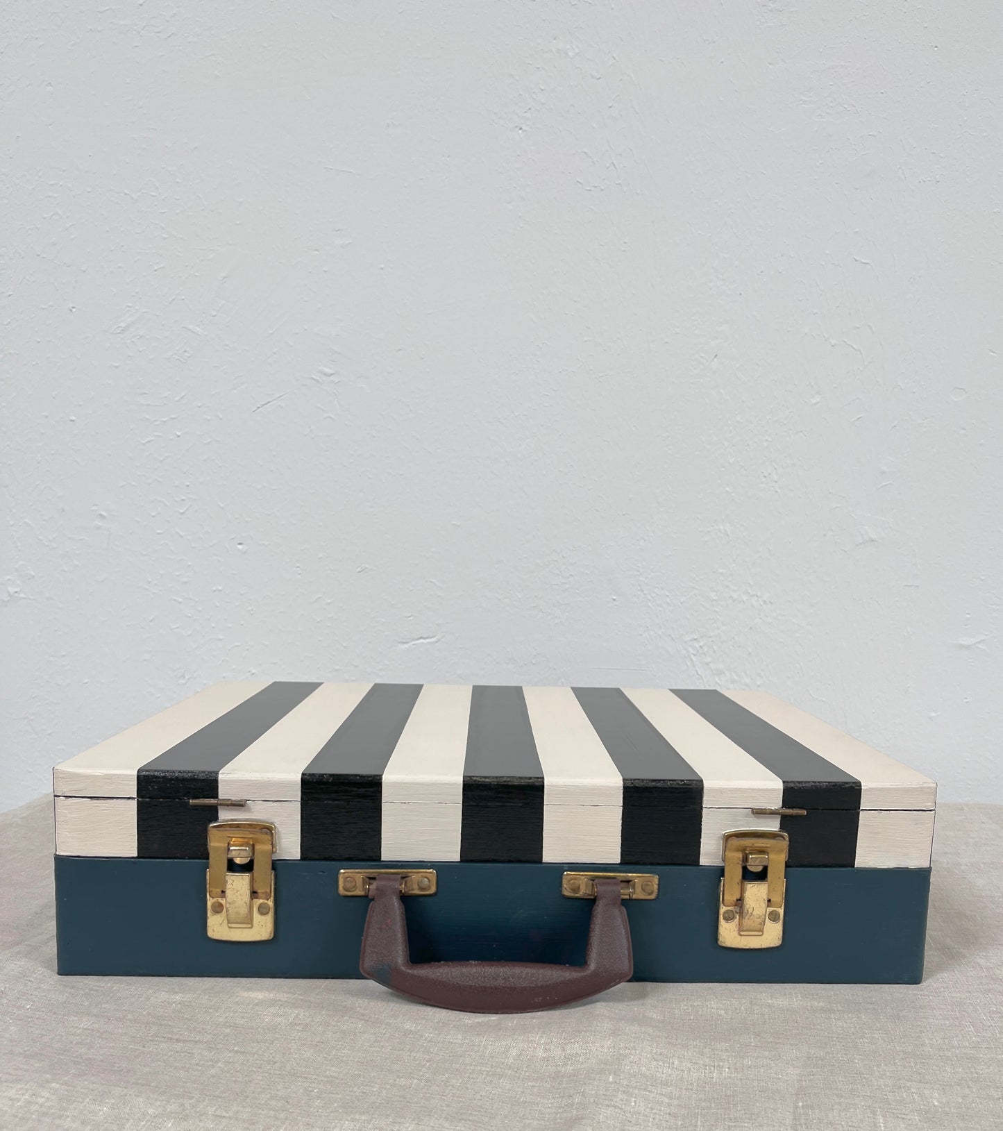 The Pali - mixed media on vintage en plein air artist box with marbled lining