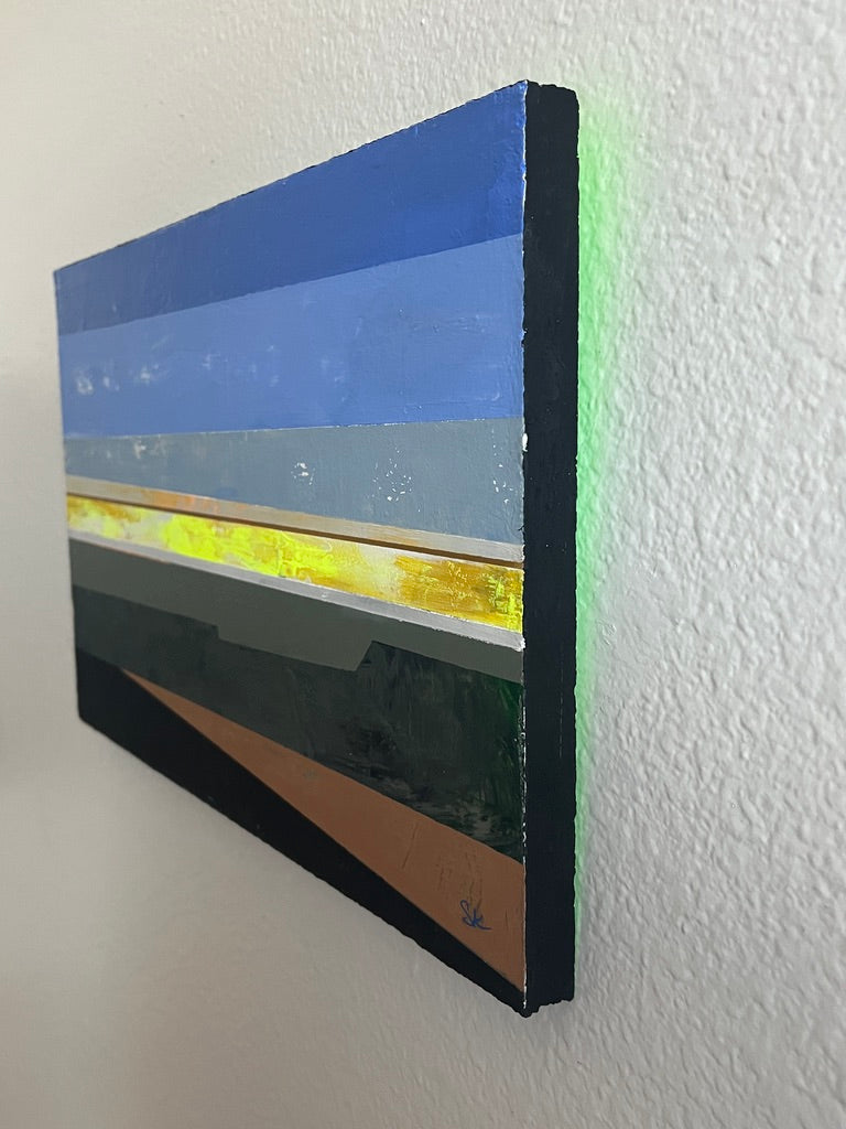 Horizon iV -  9 3/4" x 15 1/4" x 3/4"  Acrylic on salvaged particle board