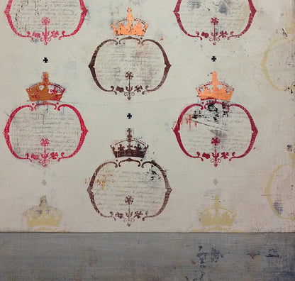 Crowns - 60" x 48" - latex and copper foil on reclaimed plywood
