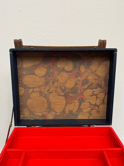 The Cubist - mixed media on vintage en plein air artist box with marbled lining