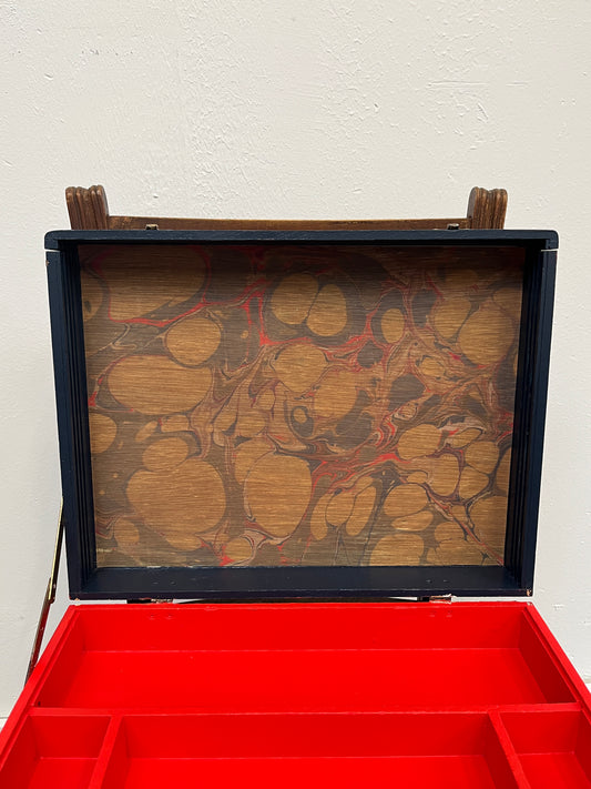 The Cubist - mixed media on vintage en plein air artist box with marbled lining