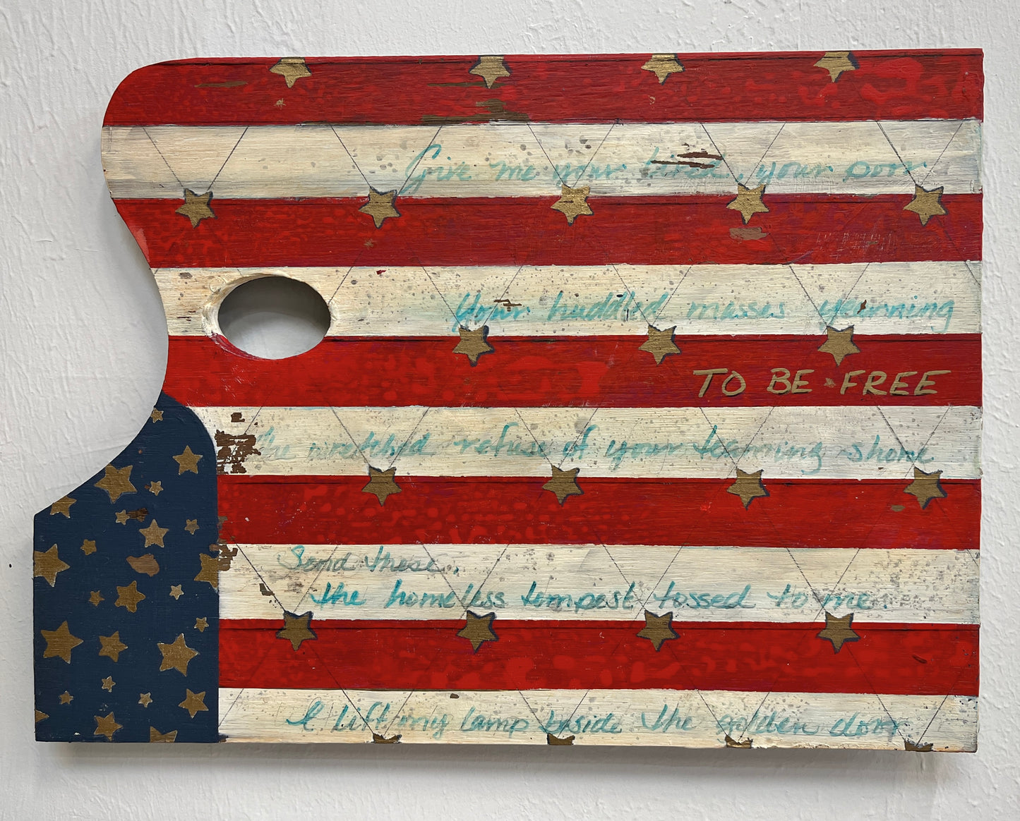 American Stripes - Original Art on Vintage Paint Palette