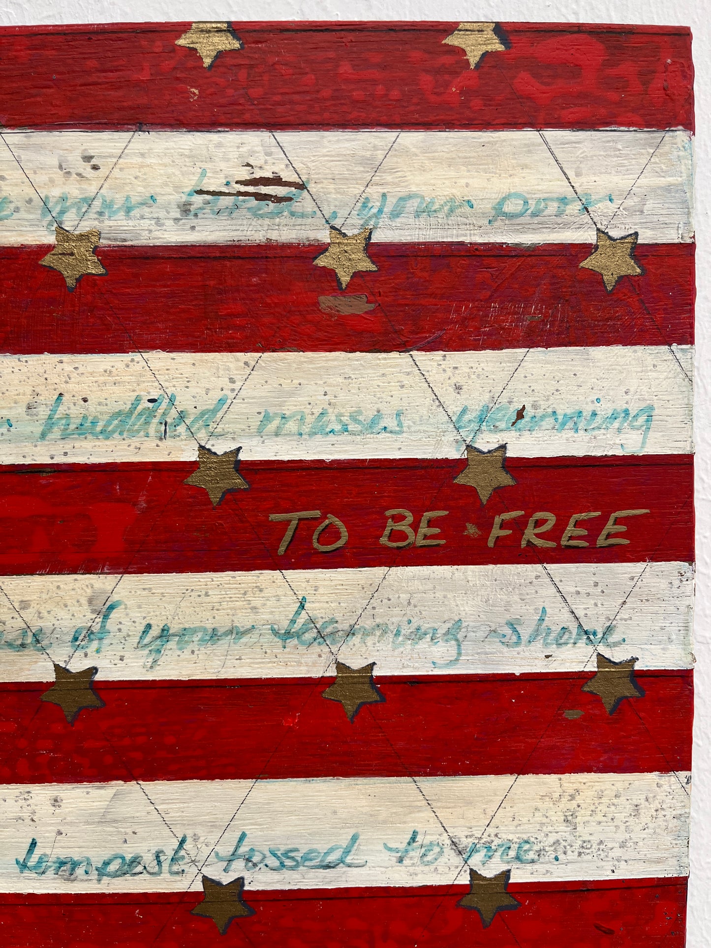 American Stripes - Original Art on Vintage Paint Palette