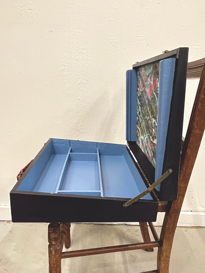 Green Fields- mixed media on vintage en plein air artist box with marble lining