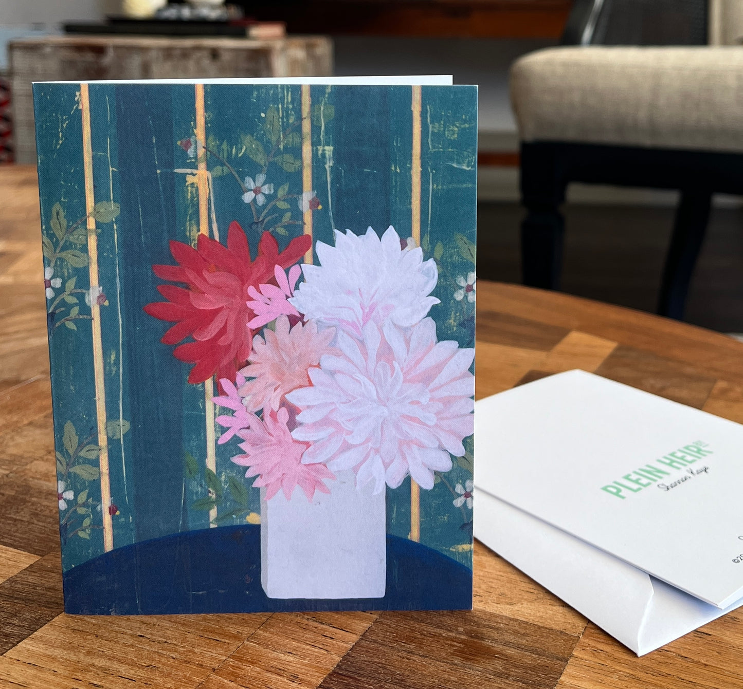 Floral Variety Notecards - set of 5,   6 1/4" x 4 1/5",  satin finish image, blank matte finish inside