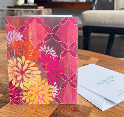 Floral Variety Notecards - set of 5,   6 1/4" x 4 1/5",  satin finish image, blank matte finish inside