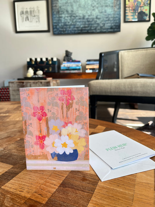 Faded Wallpaper Notecards - set of 5,   6 1/4" x 4 1/5",  satin finish image, blank matte finish inside
