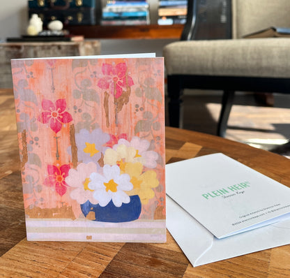 Floral Variety Notecards - set of 5,   6 1/4" x 4 1/5",  satin finish image, blank matte finish inside