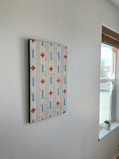 To My Rescue -  15" x 24" x 3/4"  Latex and acrylic on salvaged wood panel