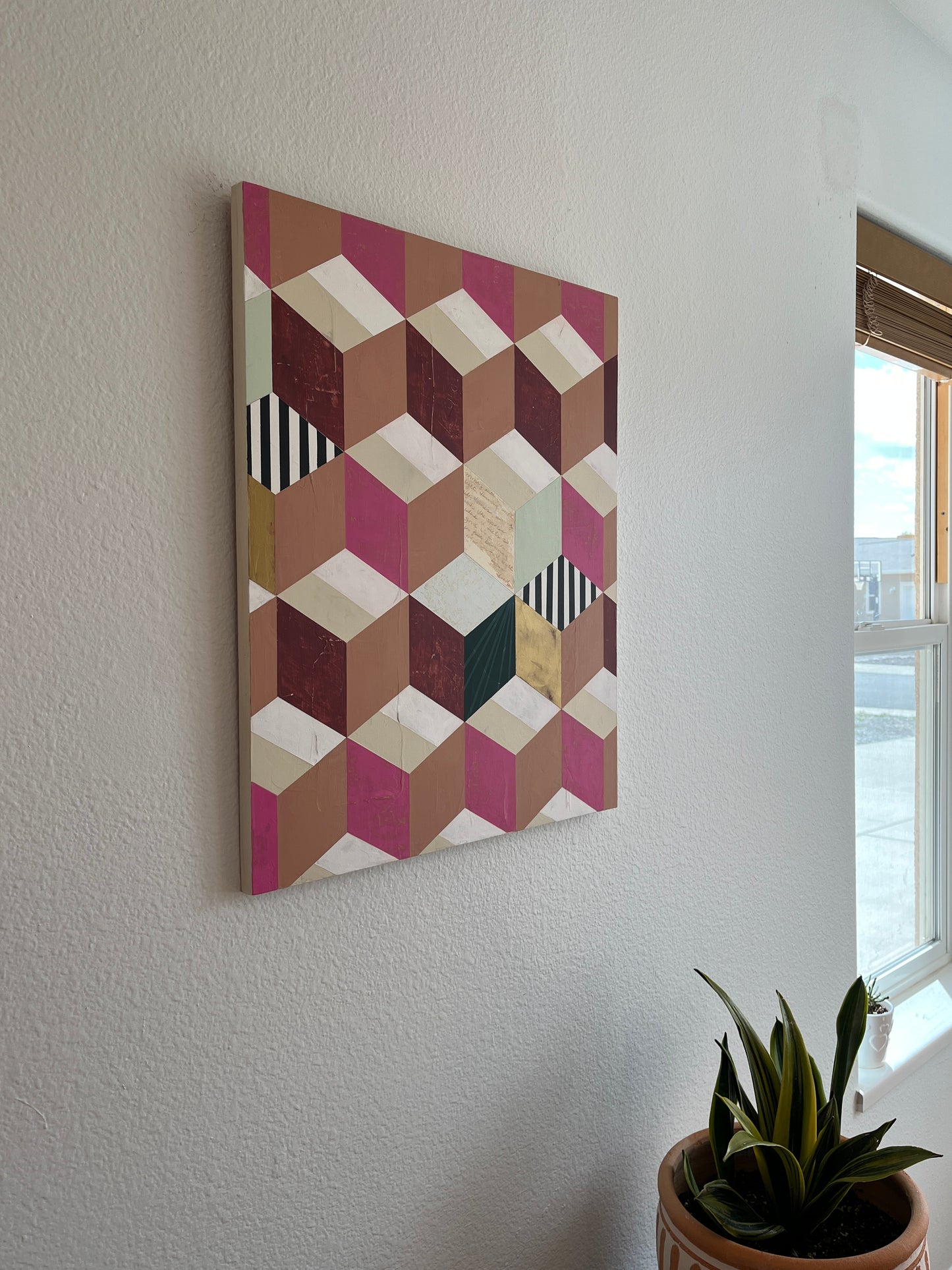 See Me ll  -  24" x 20" x 3/4"  -  Latex and acrylic on salvaged wood panel