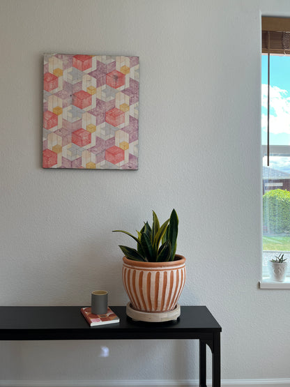 Play With Space  -  24" x 20" x 3/4"  -  Latex and acrylic on salvaged wood panel