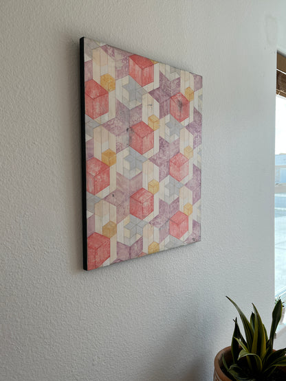 Play With Space  -  24" x 20" x 3/4"  -  Latex and acrylic on salvaged wood panel