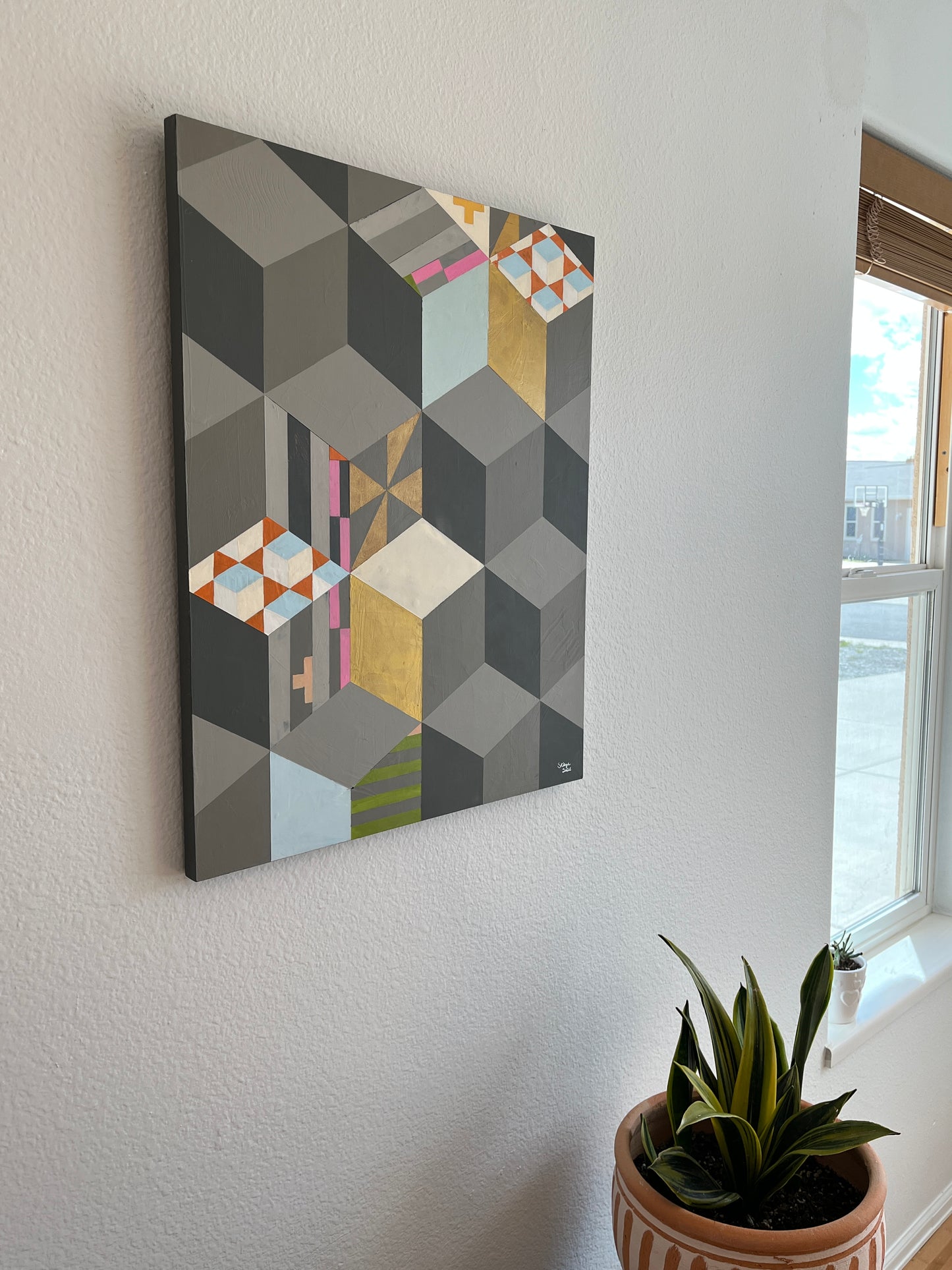 See Me  -  24" x 20" x 3/4"  -  Latex and acrylic on salvaged wood panel