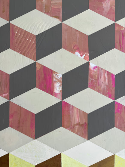 Stepping Back  -  24" x 20" x 3/4"  -  Latex and acrylic on salvaged wood panel