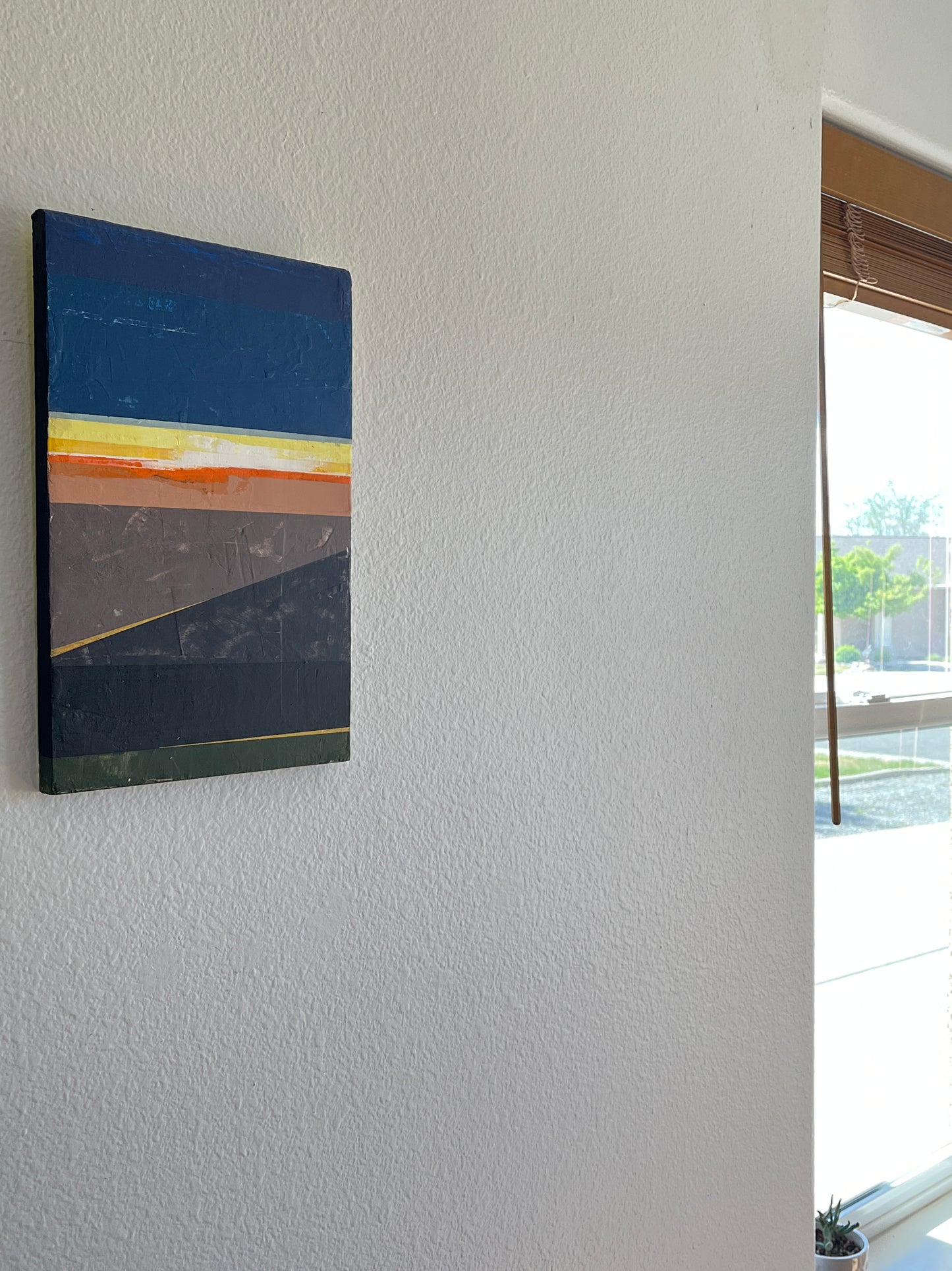 Horizon lll   15 1/2" x 10" x 3/4"  Latex and acrylic on salvaged particle board