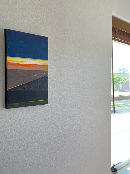 Horizon lll   15 1/2" x 10" x 3/4"  Latex and acrylic on salvaged particle board