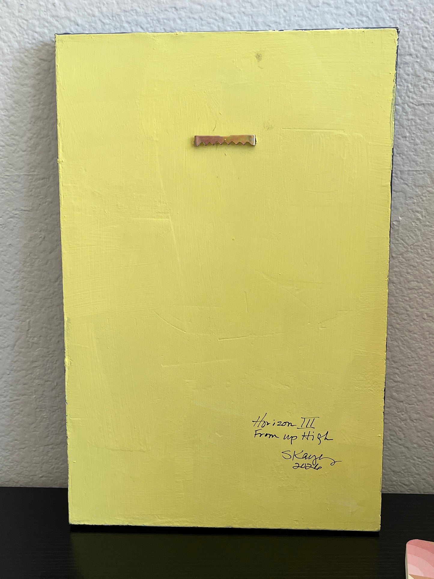 Horizon lll   15 1/2" x 10" x 3/4"  Latex and acrylic on salvaged particle board