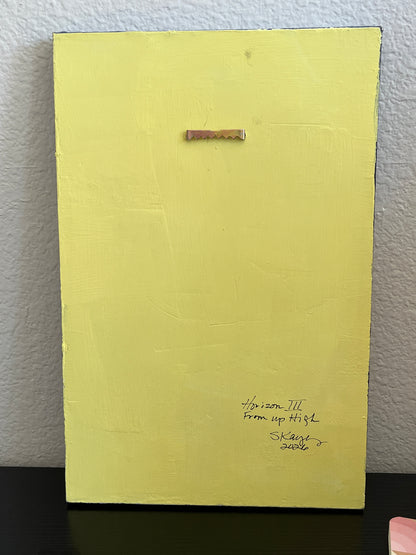 Horizon lll   15 1/2" x 10" x 3/4"  Latex and acrylic on salvaged particle board