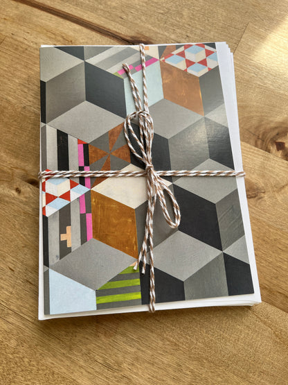 Falling Cubes Variety Notecards - set of 5,   6 1/4" x 4 1/5",  satin finish image, blank matte finish inside (Copy)