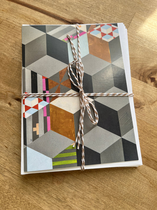 Falling Cubes Variety Notecards - set of 5,   6 1/4" x 4 1/5",  satin finish image, blank matte finish inside (Copy)
