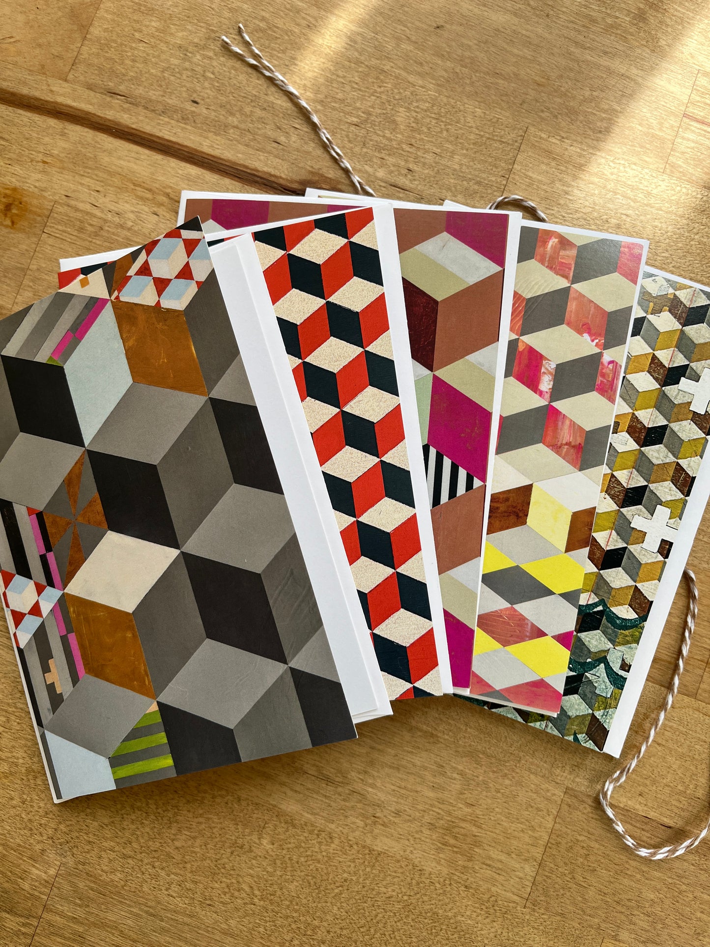 Falling Cubes Variety Notecards - set of 5,   6 1/4" x 4 1/5",  satin finish image, blank matte finish inside (Copy)