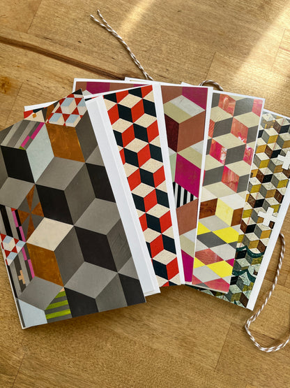 Falling Cubes Variety Notecards - set of 5,   6 1/4" x 4 1/5",  satin finish image, blank matte finish inside (Copy)