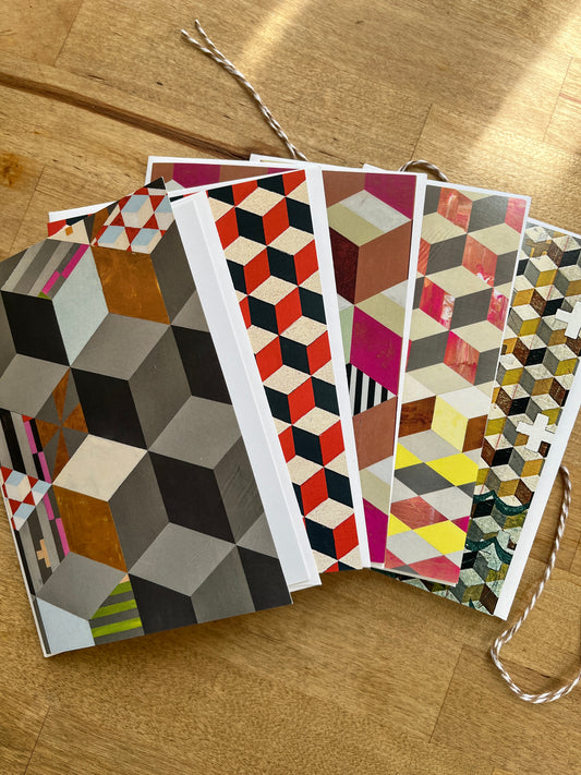 Falling Cubes Variety Notecards - set of 5,   6 1/4" x 4 1/5",  satin finish image, blank matte finish inside (Copy)