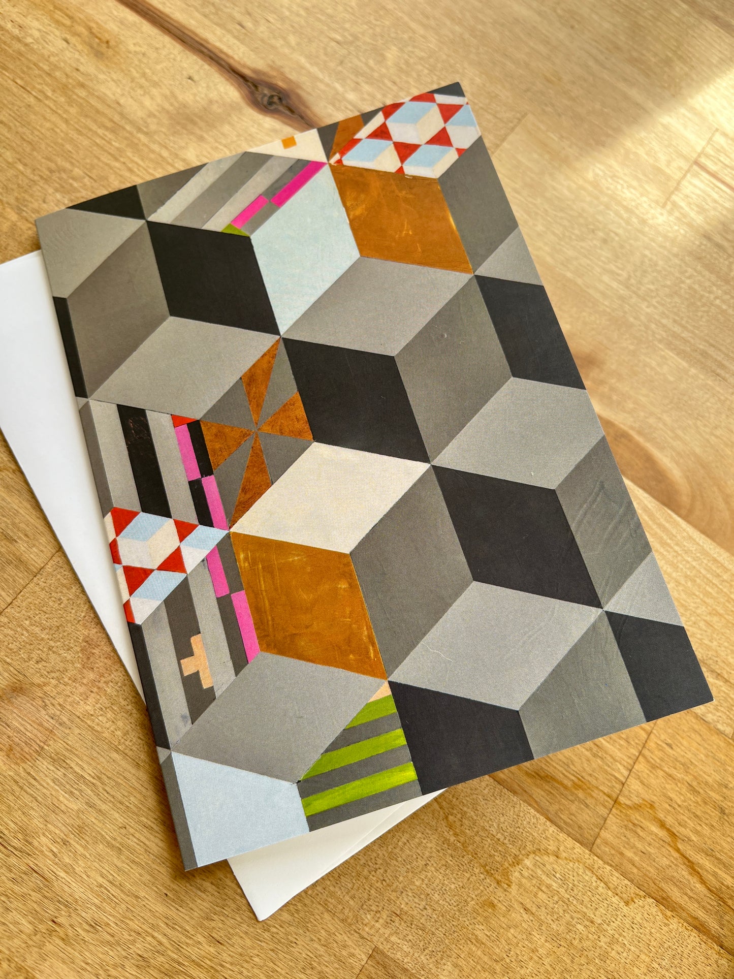 Falling Cubes Variety Notecards - set of 5,   6 1/4" x 4 1/5",  satin finish image, blank matte finish inside (Copy)