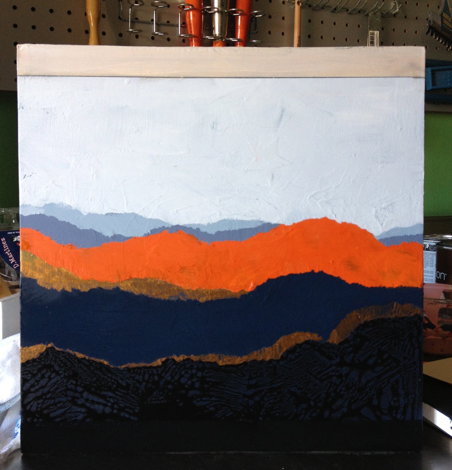 Torn Landscape - 15" x 15" - latex and acrylic on reclaimed wood
