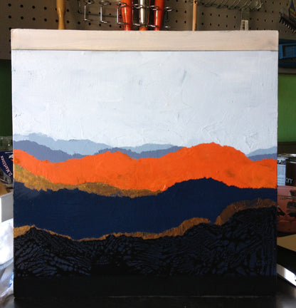Torn Landscape - 15" x 15" - latex and acrylic on reclaimed wood