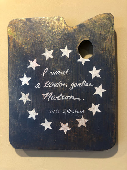 Kinder Nation 15" x 11" mixed media on vintage paint palette
