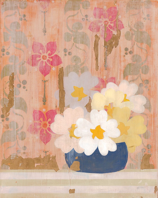 Faded Wallpaper Notecards - set of 5,   6 1/4" x 4 1/5",  satin finish image, blank matte finish inside