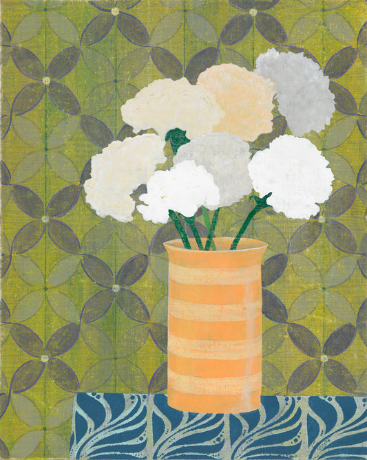 Green Lattice Notecards - set of 5,   6 1/4" x 4 1/5",  satin finish image, blank matte finish inside