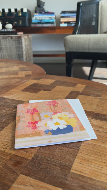 Faded Wallpaper Notecards - set of 5,   6 1/4" x 4 1/5",  satin finish image, blank matte finish inside