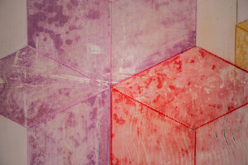 Play With Space  -  24" x 20" x 3/4"  -  Latex and acrylic on salvaged wood panel