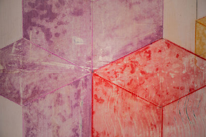 Play With Space  -  24" x 20" x 3/4"  -  Latex and acrylic on salvaged wood panel