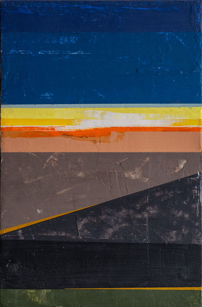 Horizon lll   15 1/2" x 10" x 3/4"  Latex and acrylic on salvaged particle board