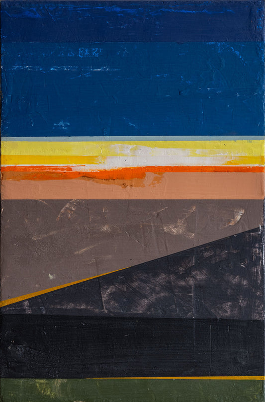 Horizon lll   15 1/2" x 10" x 3/4"  Latex and acrylic on salvaged particle board
